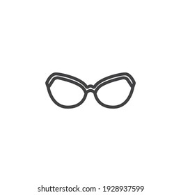 Icono de línea de lentes de vidrio. Señal de estilo lineal para concepto móvil y diseño web. Elegante icono vectorial de contorno de gafas de sol. Símbolo, ilustración del logotipo. Gráficos vectoriales