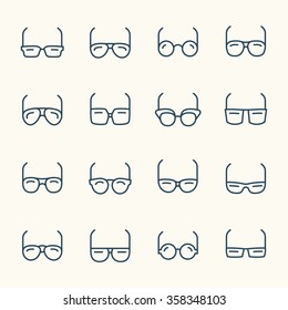 Glasses line icon set