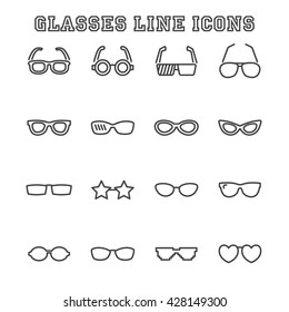glasses line icons, mono vector symbols