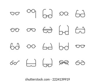 Markensymbole für Gläser. Vektorobjekte einzeln auf weißem Hintergrund für Webdesign und Grafiken. Kollektion von Symbolen in einer Übersicht.