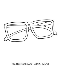 ilustración vectorial de línea de gafas, aislado en fondo blanco, vista superior