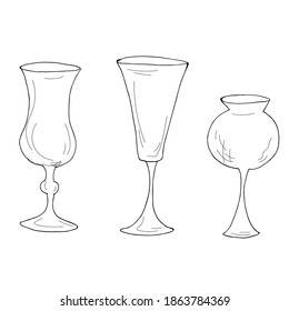 Glasses. Linear art. Vector illustration.