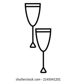 Glasses linear icon on the white background