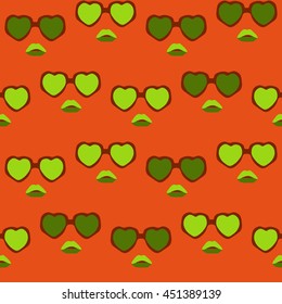 Glasses and lips pattern. Vintage hipster background. Print for your T-shirts