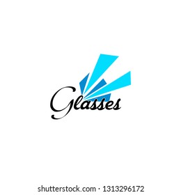 glasses logo with abstract blue illustration for glass company or industry