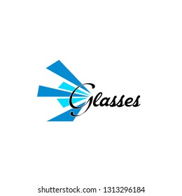 glasses logo with abstract blue illustration for glass company or industry