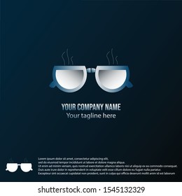 Glasses logo, collaboration of coffee cups with a steaming look with a gradient color, Vector