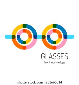 Glasses logo template. Round and straight transparent lines style.