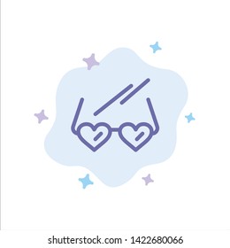 Glasses, Love, Heart, Wedding Blue Icon on Abstract Cloud Background