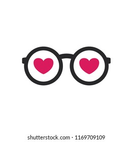 glasses with love logo icon vector