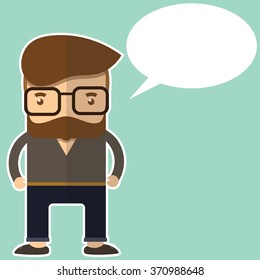 glasses man with speech bubbles