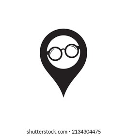 Glasses map pin shape concept Logo Design. spectacles icon design template vector	