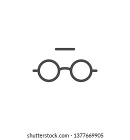 Glasses, mark, unread vector icon. Multimedia minimalist outline vector icon.