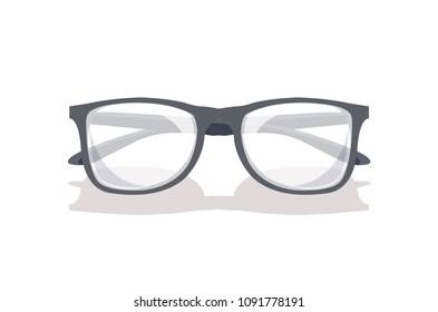 Glasses mockup icon isolated on white background, vector illustration of modern eyewear for vision health protection, spectacles with rounded lenses