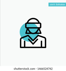 Glasses, Motion, Reality, Technology, Woman turquoise highlight circle point Vector icon. Vector Icon Template background