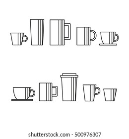 Glasses and mugs icons set vector
