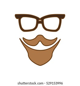 glasses and mustache and beard icon over white background. hipster style design. vector illustration