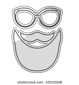 glasses and mustache and beard icon over white background. hipster style design. vector illustration