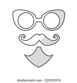 glasses with mustache and beard icon over white background. hipster style design. vector illustration