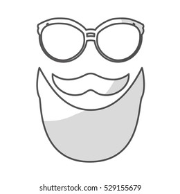 glasses with mustache and beard icon over white background. hipster style design. vector illustration