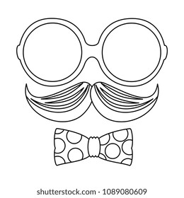 glasses and mustache with bowtie hipster style