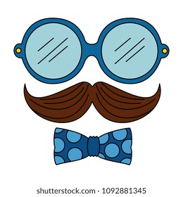 glasses and mustache with bowtie hipster style