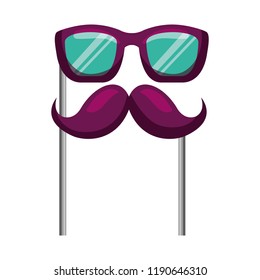 glasses and mustache carnival costume party