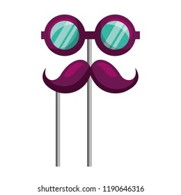 glasses and mustache carnival costume party