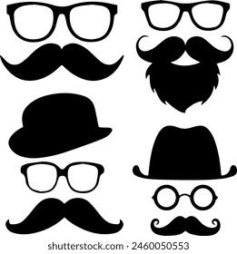 glasses and mustache element design for templates.