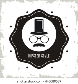 glasses, mustache and hat icon. Hipster Style design. Vector gra