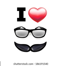 glasses and mustache. hipster style, vector illustration background