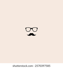 Glasses mustache ,Hipster symbol. Flat style with long shadow, Men icon flat vector design.