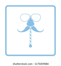 Glasses and mustache icon. Blue frame design. Vector illustration.