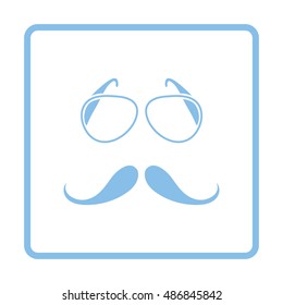 Glasses and mustache icon. Blue frame design. Vector illustration.