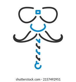 Icono De Gafas Y Mustache. Contorno de negrita editable con diseño de relleno de color. Ilustración vectorial.