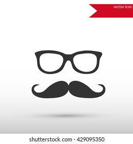 Glasses and mustache Icon. Flat style object. Art picture drawing. Eps 10. Web icons. Father's Day.