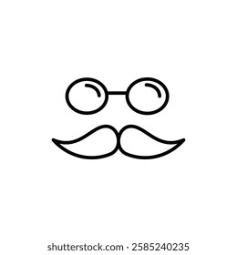 Glasses and mustache icon Flat vector set outline