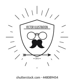glasses and mustache icon. Hipster Style design. Vector graphic