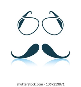 Glasses and mustache icon. Shadow reflection design. Vector illustration.