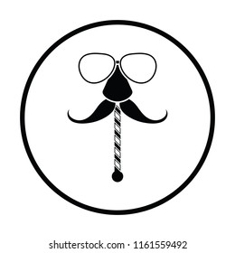 Glasses and mustache icon. Thin circle design. Vector illustration.