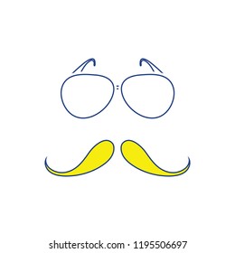 Glasses And Mustache Icon. Thin Line Design. Vector Illustration.