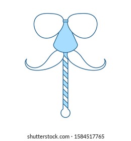 Glasses And Mustache Icon. Thin Line With Blue Fill Design. Vector Illustration.