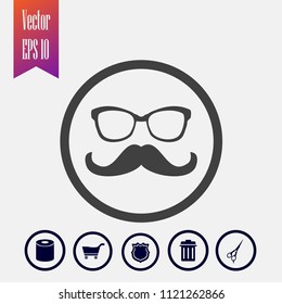 glasses and mustache icon vector