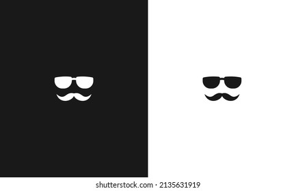 Glasses and mustache icon. Vector with black and white background.
