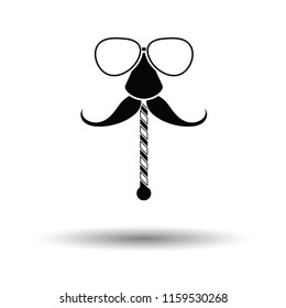 Glasses and mustache icon. White background with shadow design. Vector illustration.