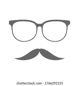 Glasses and mustache line black vector icon. 