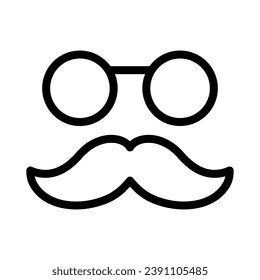 Glasses and mustache line icon isolated on white background. Vector illustration
