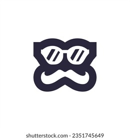 glasses mustache logo design vector