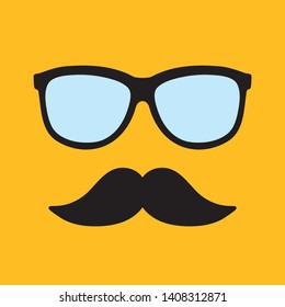 glasses and mustache on yellow background