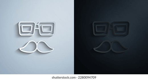 Glasses, mustache paper icon with shadow effect vector illuistration design
